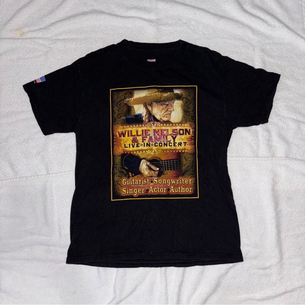 Willie Nelson Live in Concert Black T-Shirt Size M